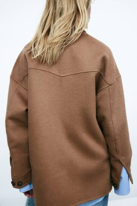 H&M Куртка-рубашка ручной работы из смесовой шерсти, коричневый