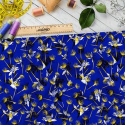 Ткань оксфорд 600 пустые стебои одуванчиков на синем фоне