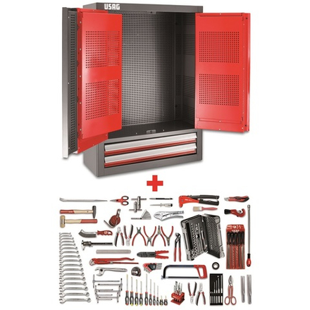 502 R2/E6 Тумба с двумя выдвижными ящиками, с набором инструмента (124 пр.), USAG (Италия)