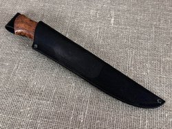 Финский нож Леуку, рукоять мореная карельская берёза