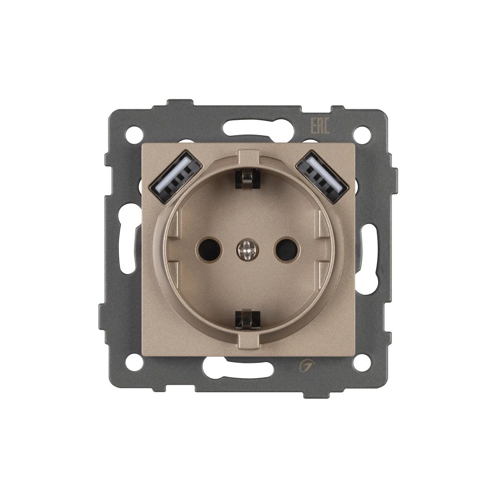 Механизм розетки с USB зарядкой SCT-MUAA-PL-GD-V (250V, 16A) (Arlight, -) 049821