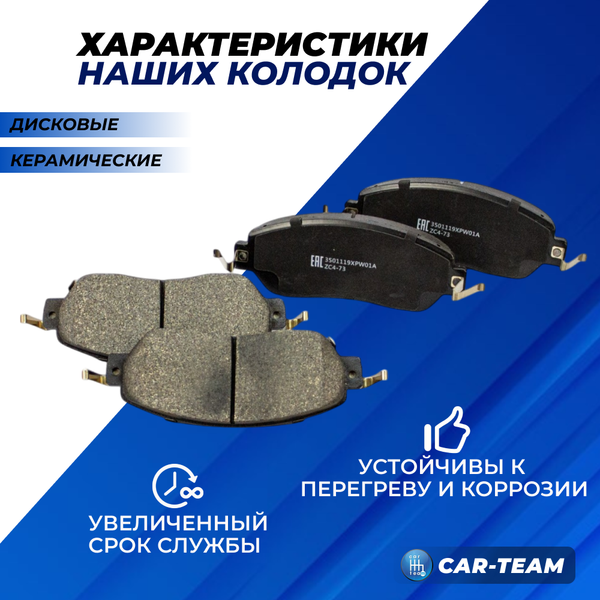 Колодки тормозные передние (керамические) Haval H9, Tank 300, Great Wall Poer (арт. ZCP-1146)