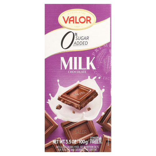 Valor, молочный шоколад, 0% добавленного сахара, 100 г (3,5 унции)