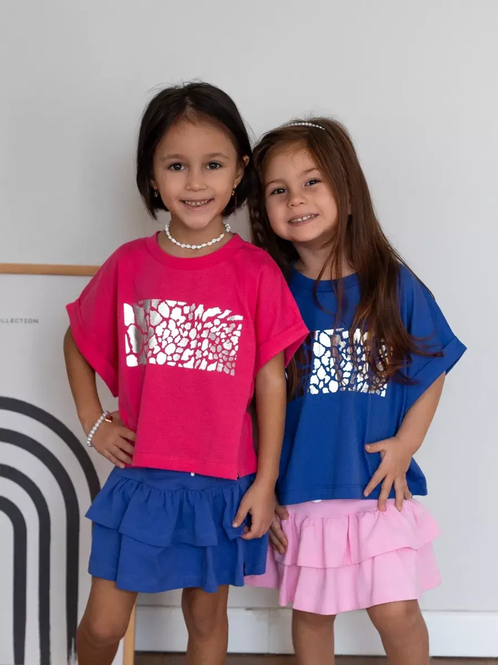 Футболка детская оверсайз укороченная с принтом