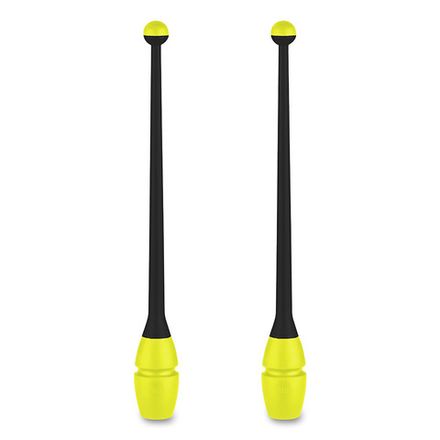 Булавы для худ. гимнастики INDIGO, IN017-BKL, 36 см, пластик, каучук, в компл. 2шт, черно-лимонный