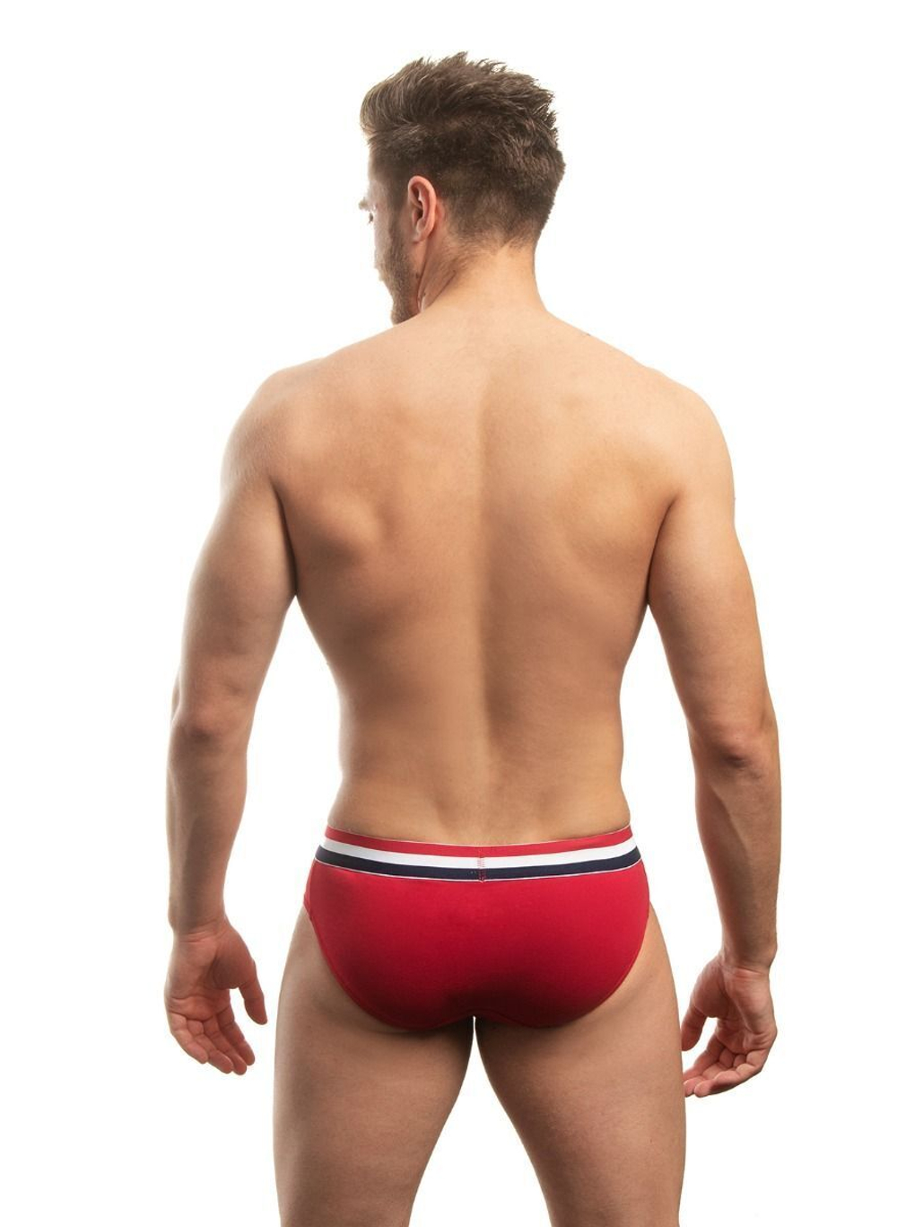 Мужские трусы-слипы с резинкой в полосочку (Размер: XXL) (Цвет: белый)