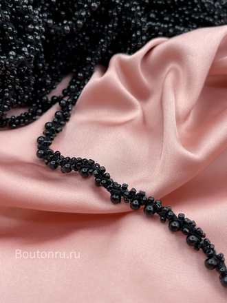 Тесьма черная с бисером 7 мм