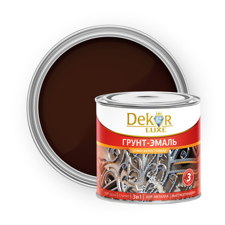 DEKOR LUXE  Грунт-эмаль 3 в 1 атмосферостойкая  Шоколадная 1,9кг (Кубанские краски)