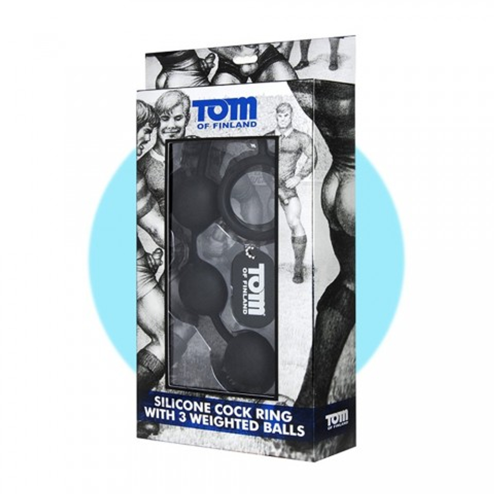 Анальные шарики Tom of Finland Silicone Cock Ring with 3 Weighted Balls