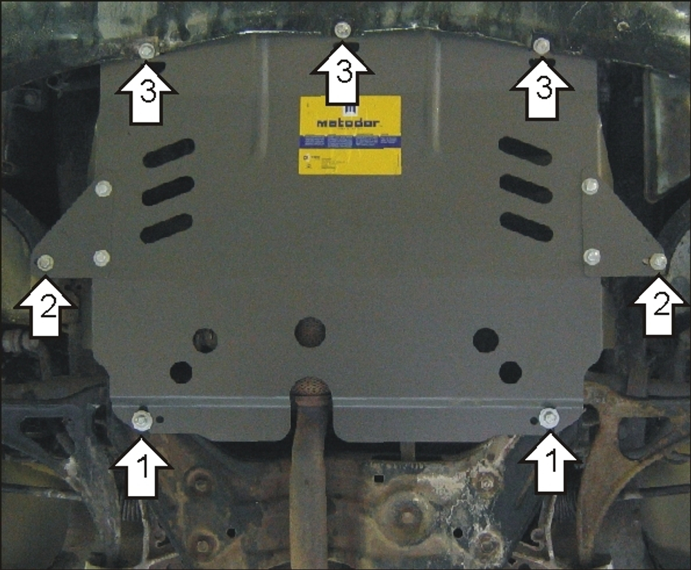 Защита картера Двигателя, КПП. 2 мм, Сталь. для Audi A2 2000-2005 MOTODOR.00125