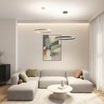 Светильник подвесной RAYDIA, 60 Вт, 3000–4000К, ?800?1500 мм, металл+акрил, матовое золото, свет вверх/вниз