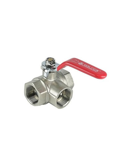 Кран шаровой трехходовой ВР3/4дюймхВР3/4дюймхВР3/4дюйм с никелир. покрытием (30/6) К VALFEX VF.360.N.034