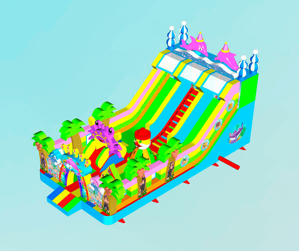 Коммерческий надувной батут «В гостях у дельфинов», 10*5*5 м