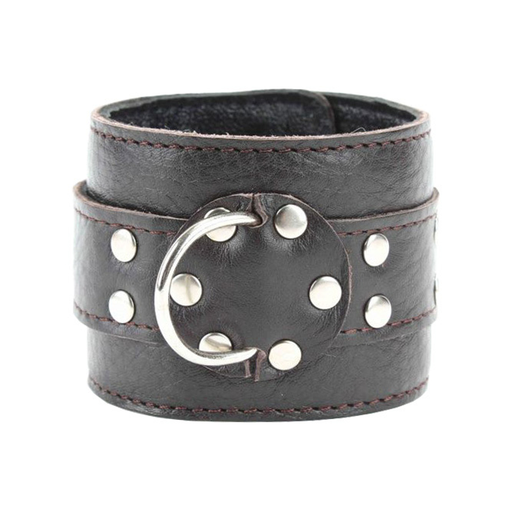 Коричневые кожаные наручники на металлической цепочке БДСМ Арсенал 51017