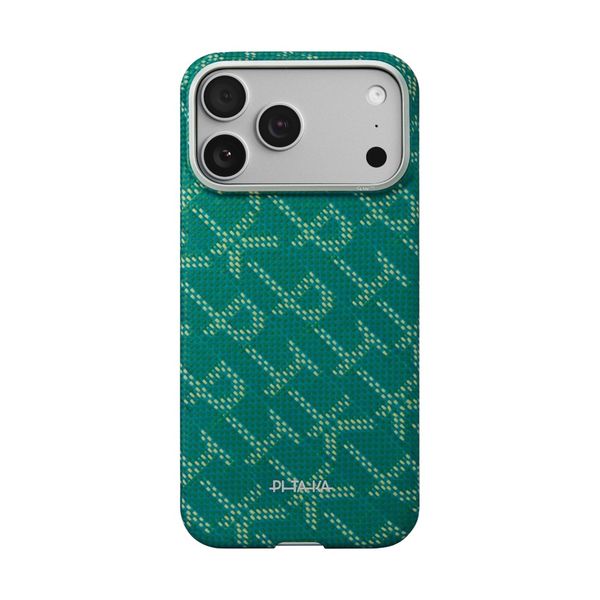 Чехол Pitaka Edge Case для iPhone 17 Pro, Зеленый монограм | Monogram Gold/Green