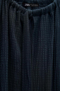 ZARA ТОП ИЗ РЕЛЬЕФНОЙ ТКАНИ С ЗАВЯЗКАМИ, ЗЕЛЕНОВАТО-СИНИЙ