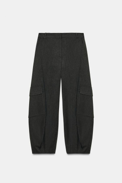 ZARA БРЮКИ КАРГО — ZW COLLECTION, ТЕМНО-СЕРЫЙ