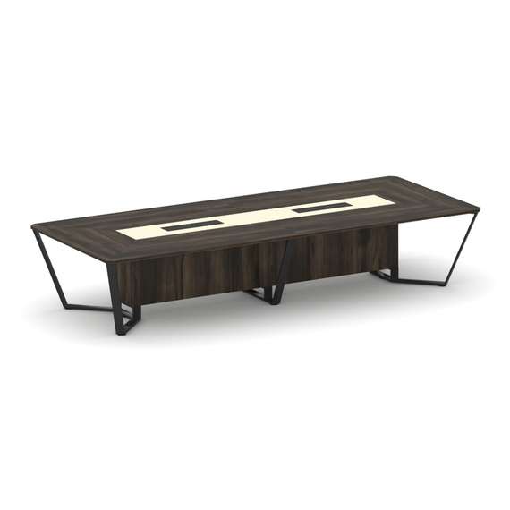 Steel Meet Стол переговорный прямоугольный KMK-PR.B.SP-14 Дуб Мали/Ваниль Глянец/Металл Черный 4000*