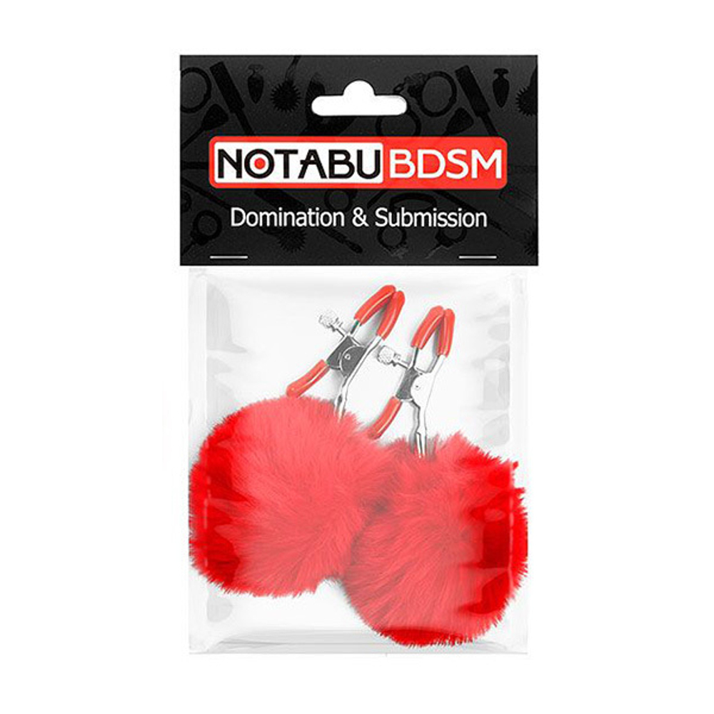 Зажимы для сосков с красным пушком Bior Toys Notabu NTB-80606