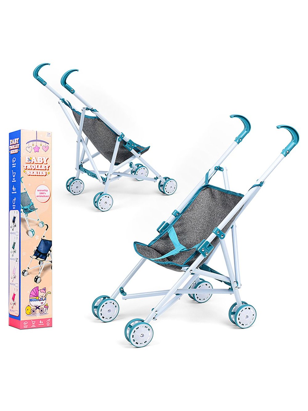 Коляска для кукол трость, прогулочная, цвет серый (H1015)