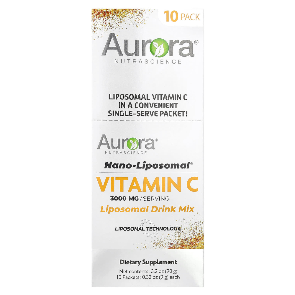 Aurora Nutrascience, Nano-Liposomal®, витамин C, смесь для липосомальных напитков, 10 пакетиков по 9 г (0,32 унции)