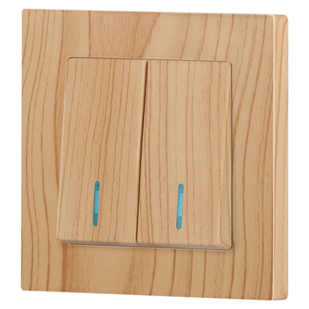 Выключатель Intro Accent 6-105-11 двойной с подсветкой, 10А-250В, IP20, СУ, AL/CU, сосна