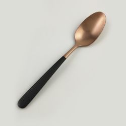 Ложка чайная 16,1 см матовая медный цвет черная ручка PVD   [12]