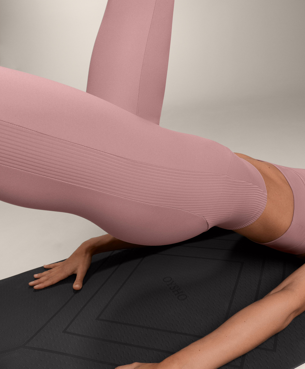 OYSHO Легинсы Comfortlux с высокой талией и отделкой в ​​рубчик длиной до щиколотки, розовый