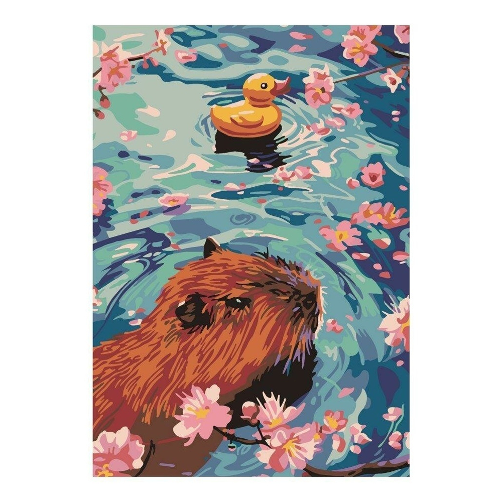 Картина по номерам 20*28,5см "Капибара с уточкой" (Lori)