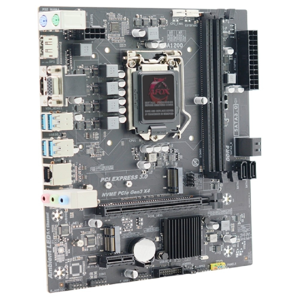 Материнская плата AFOX IH470D4-MA5-V2 (Socket 1200, mATX, H470, 2*DDR4(64Gb), VGA / HDMI, 4*SATA3, 1*M.2, 1*PCIEx16 / 1*PCIEx1, 4*USB 3.0, 4*USB 2.0, 1 x PS / 2, LAN 1*1G, RTL)