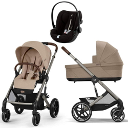 Коляска Cybex Balios S Lux TPE 2025 Cloud G i-Size Moon Black Plus 3 в 1 Almond Beige с дождевиками