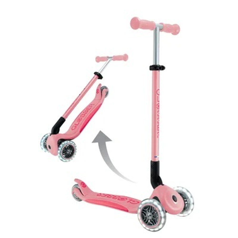 Самокат Globber Primo Foldable Plus Lights V2 светло-розовый