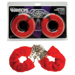 Меховые красные наручники VARIATIONS (Цвет: красный)