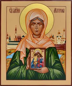 Матрона Московская Святая Блаженная. Писаная икона.