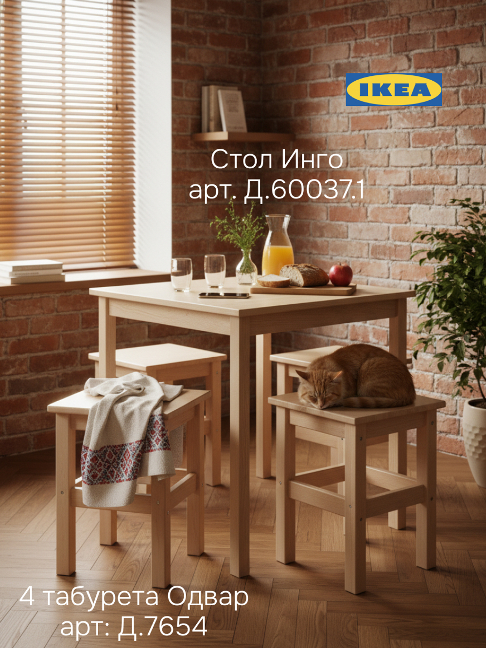 Стол кухонный, 75х75х73, Инго, обеденный, компьютерный, из массива дерева, IKEA