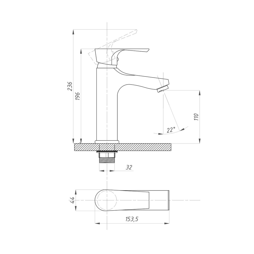 Смеситель для раковины 35к ПРОФСАН ПСМ-100-5 "ЭЛИТ"литой, креп. п/гайку, ХРОМ