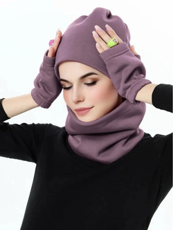 Шапка бини с начесом для хвоста, дред и кос