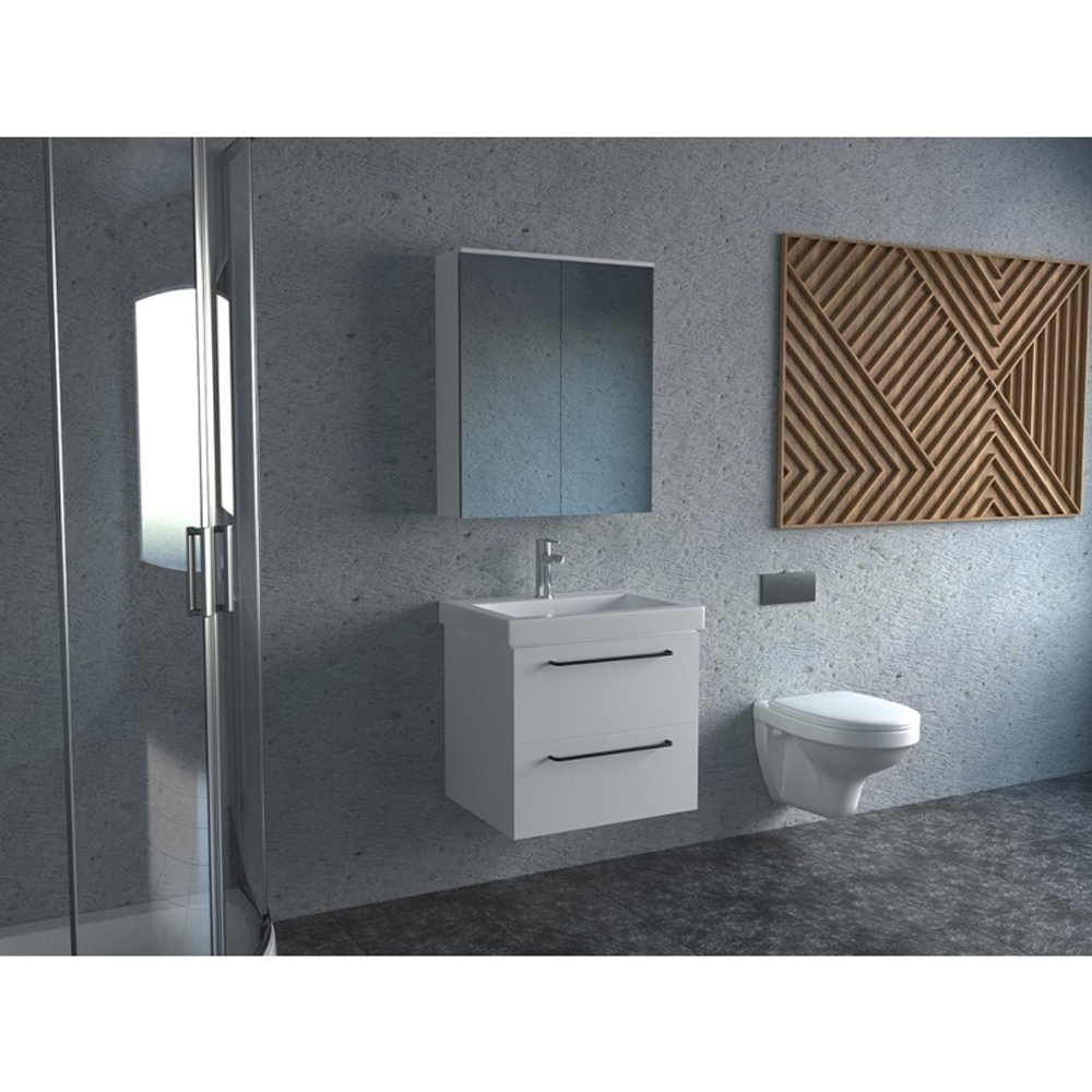 Тумба с раковиной Zero, подвесная, 60х45х55,5 см, ЛДСП, белый, ZLF604555-WL-CR