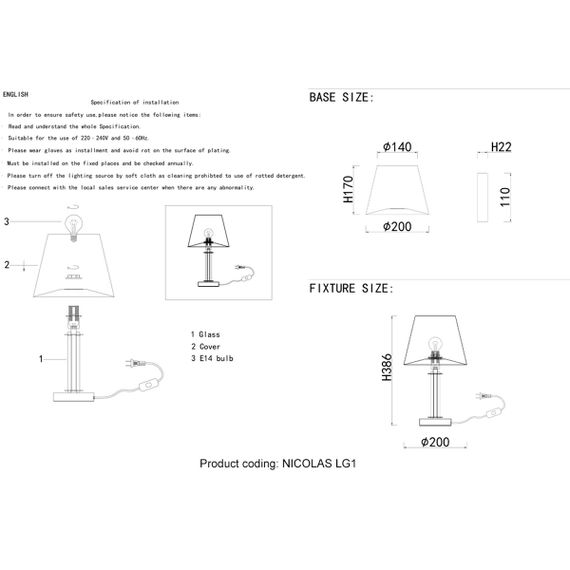 Настольная лампа Crystal Lux Nicolas LG1 Nickel/White