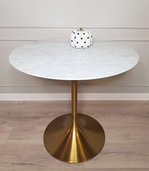 Стол обеденный белый Tulip Marble Brass