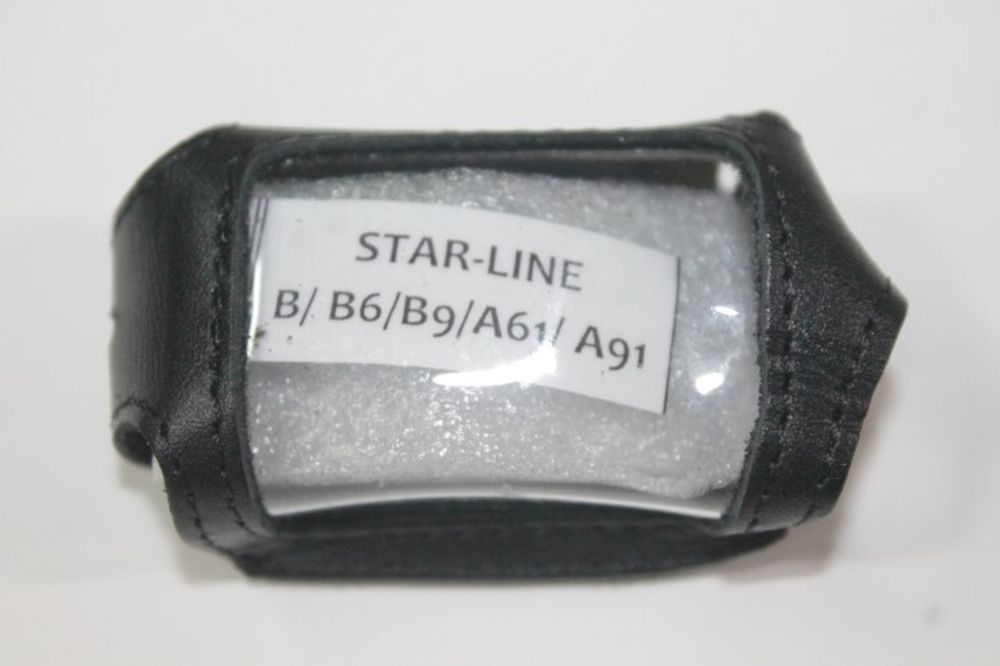Чехол брелка сигнализации Starline B6/B9/A61/A91 кобура на подложке с кнопкой, кожа черная в блистере (АНТЕЙ-К)