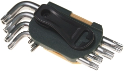 Набор ключей TORX RF-5098T: Г-образных T10H-T50H- с отверстием 9пр. на пласт. держат. ROCKFORCE