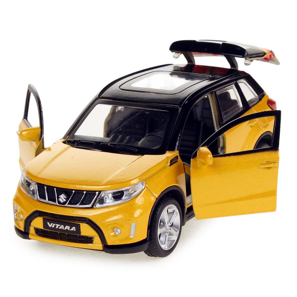 Модель ин. мет. "Suzuki Vitara S 2015" 12см, двери, багаж, золотой, коробка VITARA-12-GDBK (Технопарк)