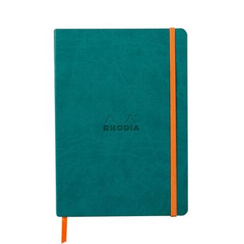 Записная книжка Rhodiarama в мягкой обложке A5 в точку 90 гр Peacock сине-зеленая (117442C)