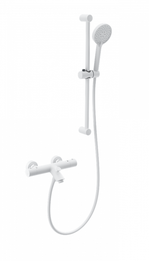 Смеситель для ванны с душевым гарнитуром и термостатом WONZON & WOGHAND, Белый матовый (WW-C2002-A-MW)