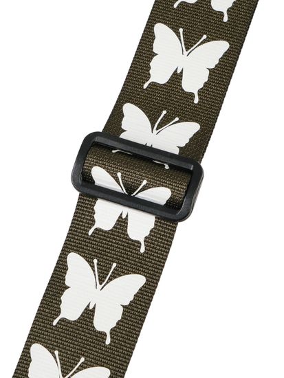 MZ-RG-5ApButterflyGh Ремень для гитары, зеленый хаки, аппликация Бабочка, MEZZO