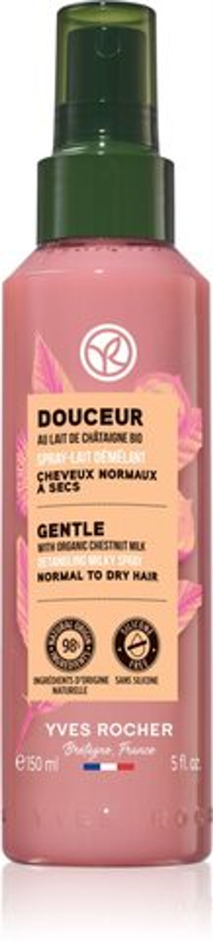Yves Rocher Douceur - несмываемый спрей для волос /  with Organic Chestnut Milk 150  ml  / GTIN 3660005676944