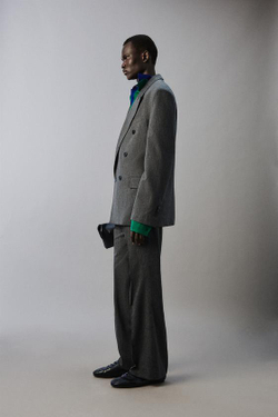 ZARA КОСТЮМНЫЕ БРЮКИ КЛЕШ В ТОНКУЮ ПОЛОСКУ, СЕРЫЙ