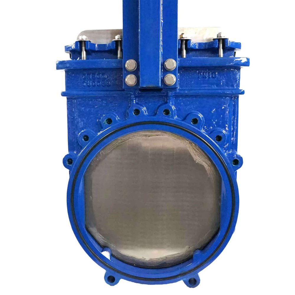 Knife gate valve Elephant GGG40-SS304-NBR-2W, body material - cast iron GGG40, knife material - stainless steel AISI 304, seal - NBR, gear operated