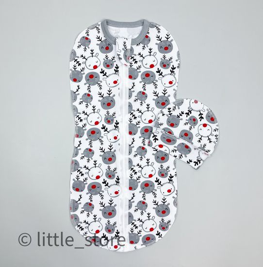 Кокон новогодний "Оленята" с шапочкой